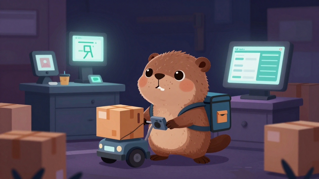 택배원 직업 종사자가 업무를 수행하는 모습