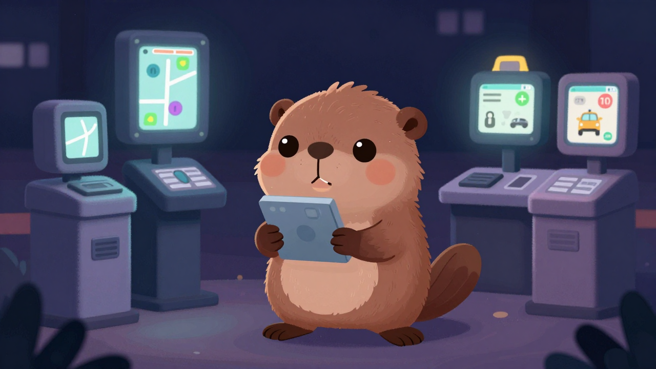 택시운전원 직업 종사자가 업무를 수행하는 모습