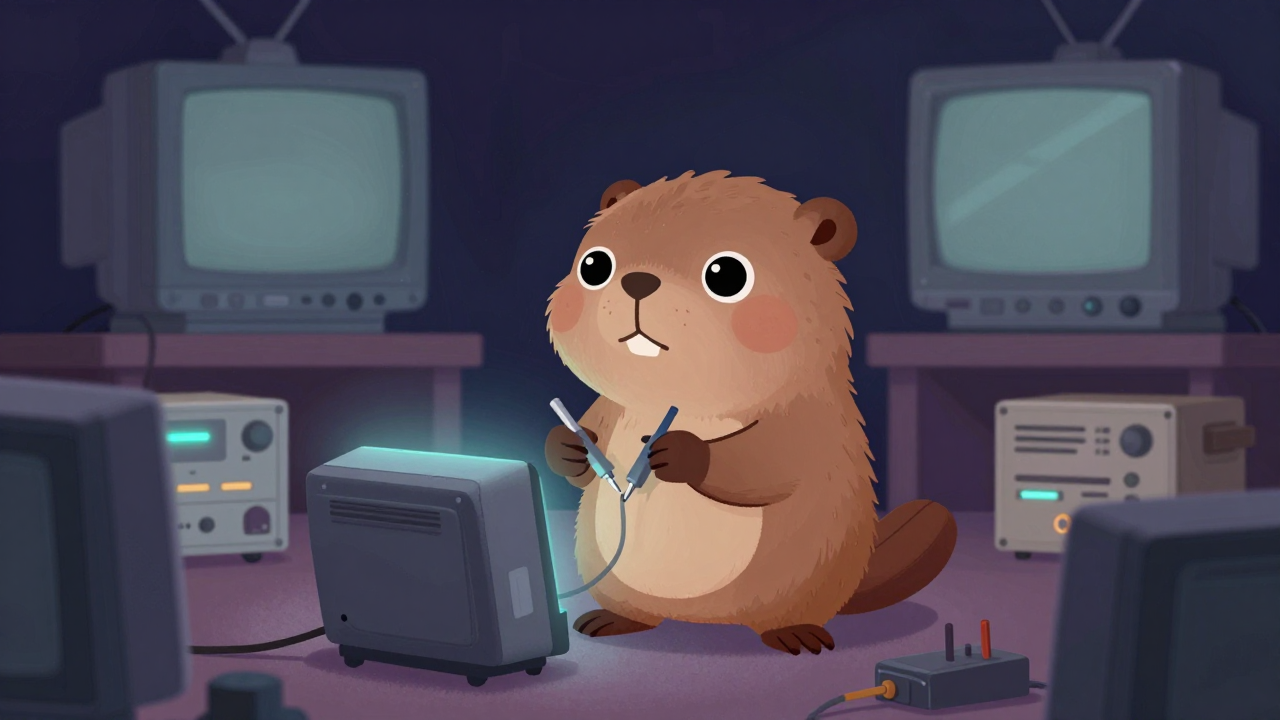 텔레비전수리원 직업 종사자가 업무를 수행하는 모습