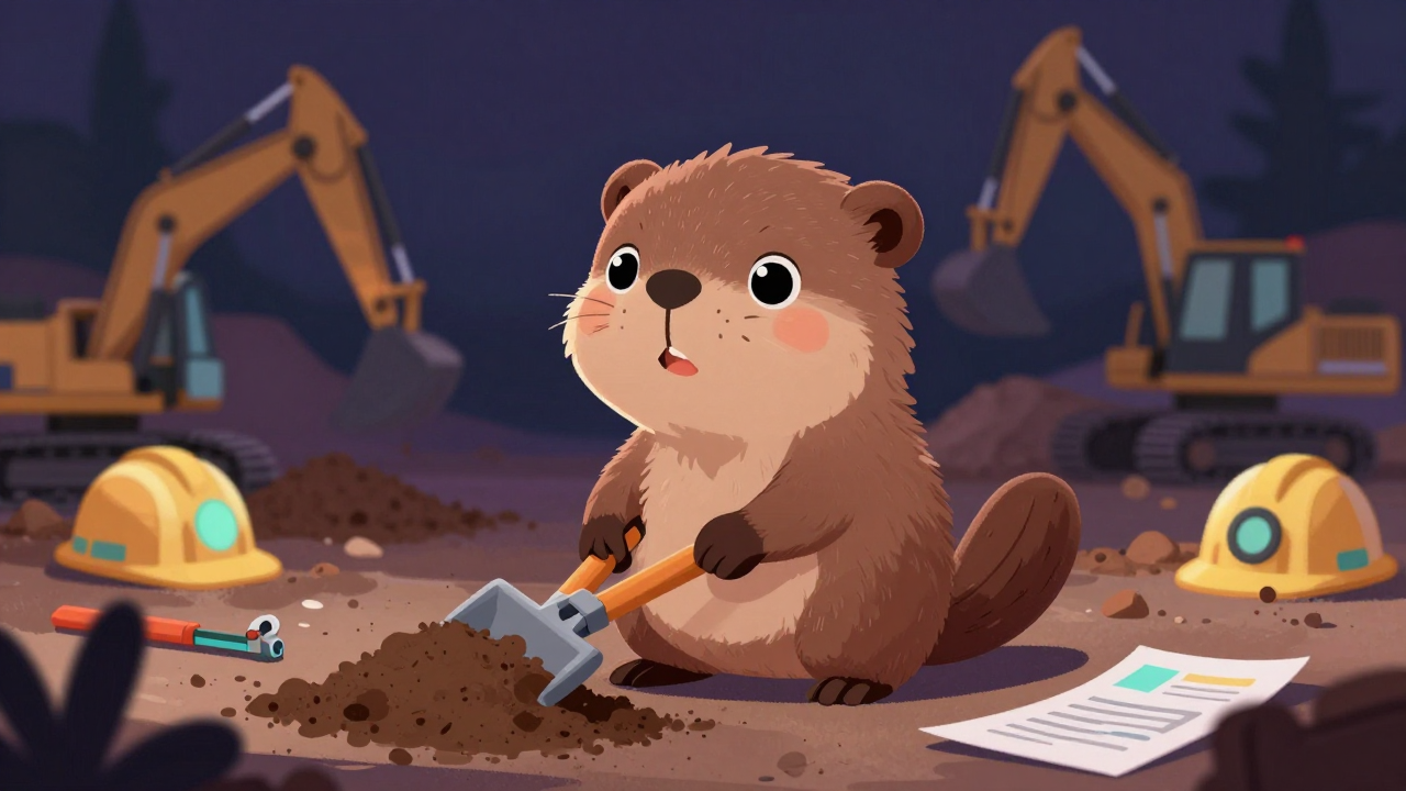 토공작업원 직업 종사자가 업무를 수행하는 모습