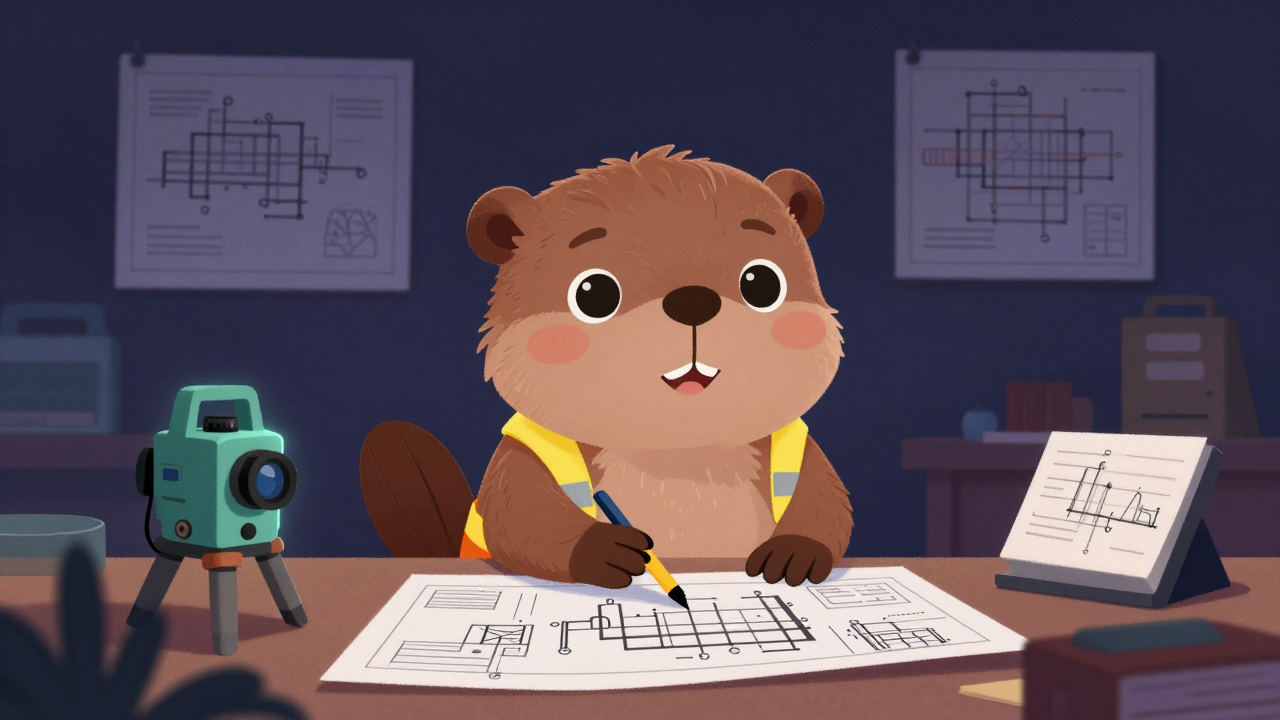 토목공학기술자 직업 종사자가 업무를 수행하는 모습