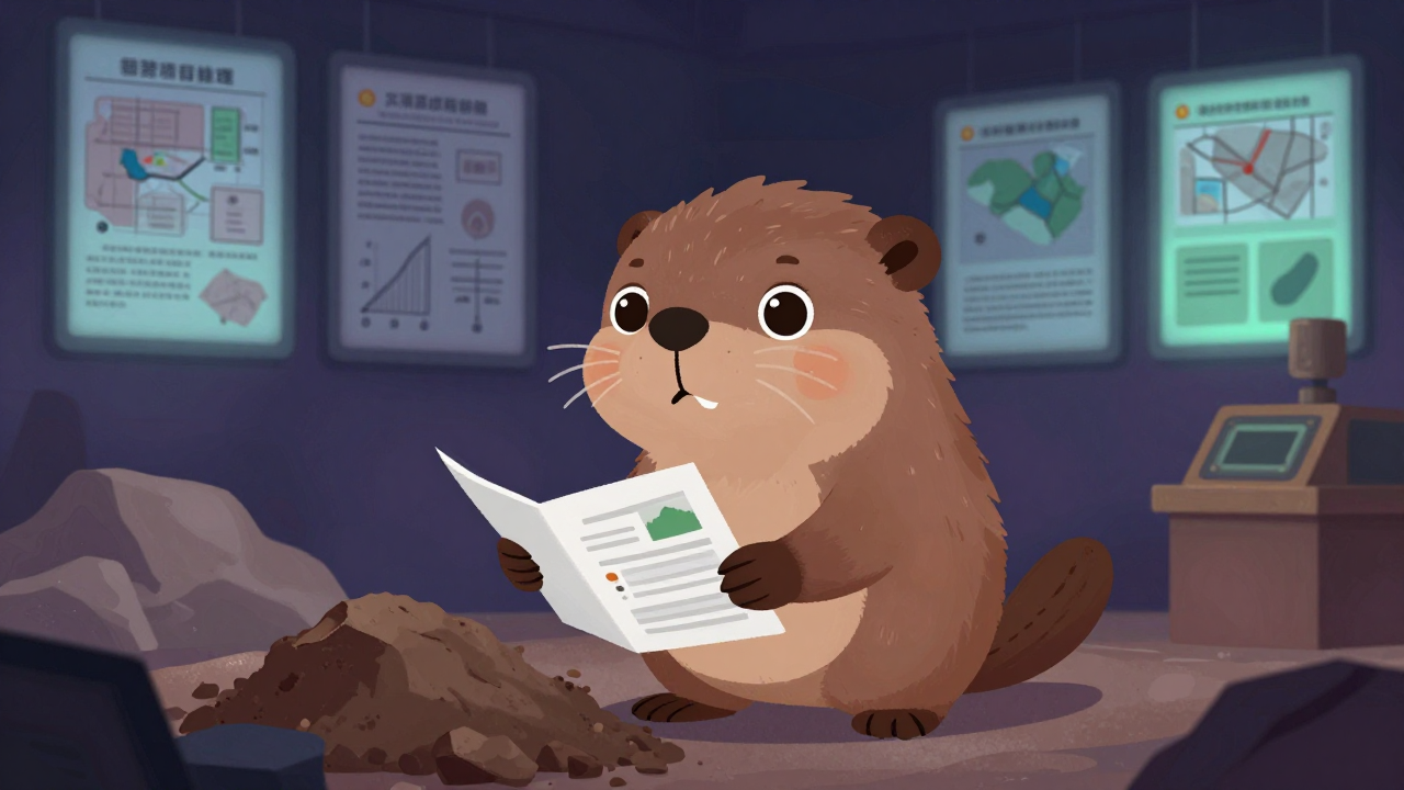 토사석채취관리자 직업 종사자가 업무를 수행하는 모습