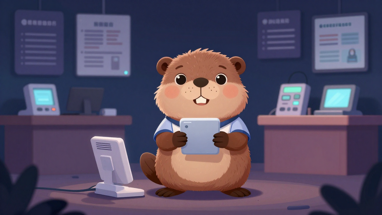 통신기기·서비스판매원 직업 종사자가 업무를 수행하는 모습