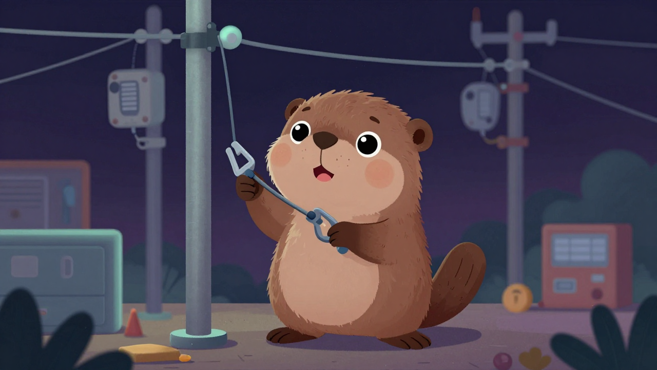 통신선로가설원 직업 종사자가 업무를 수행하는 모습