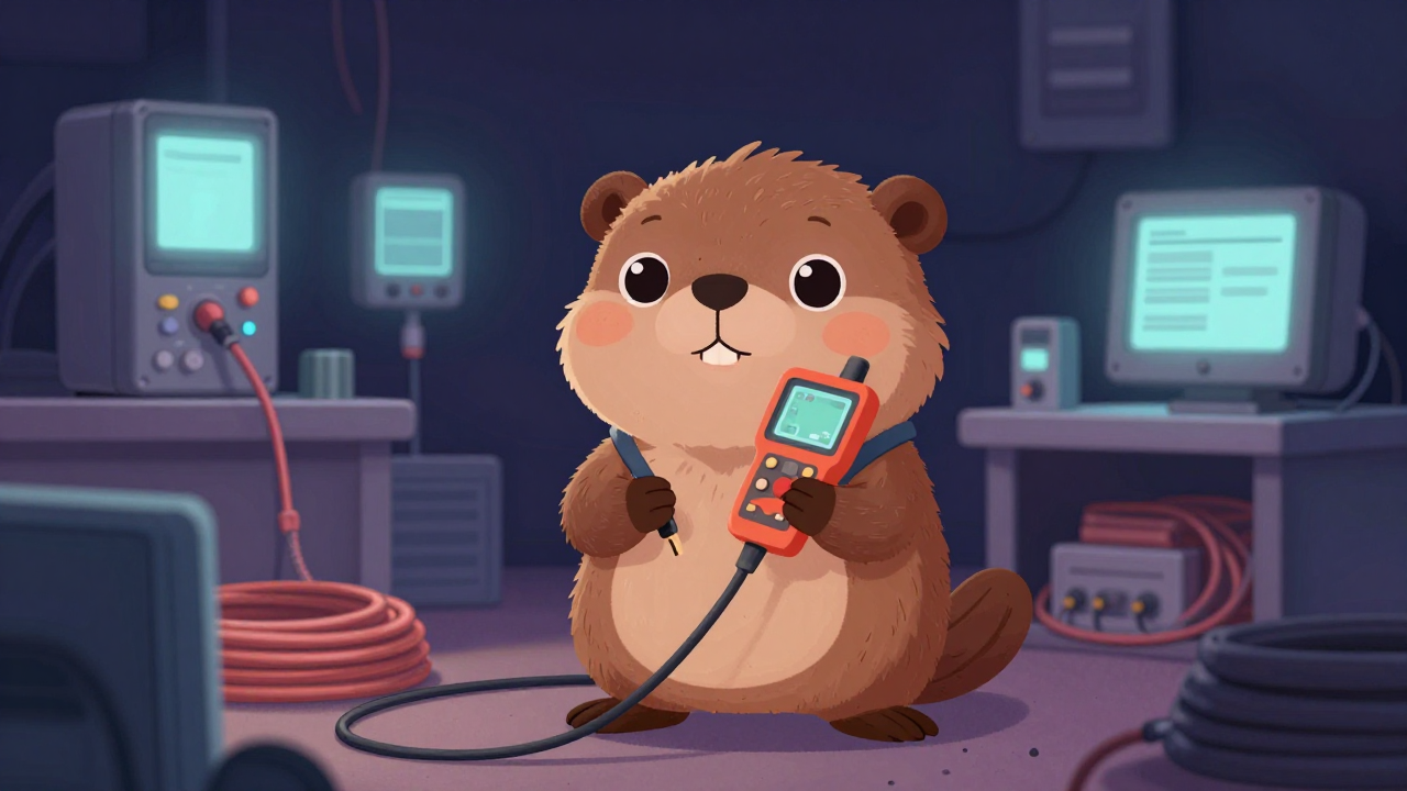 통신선로시험원 직업 종사자가 업무를 수행하는 모습