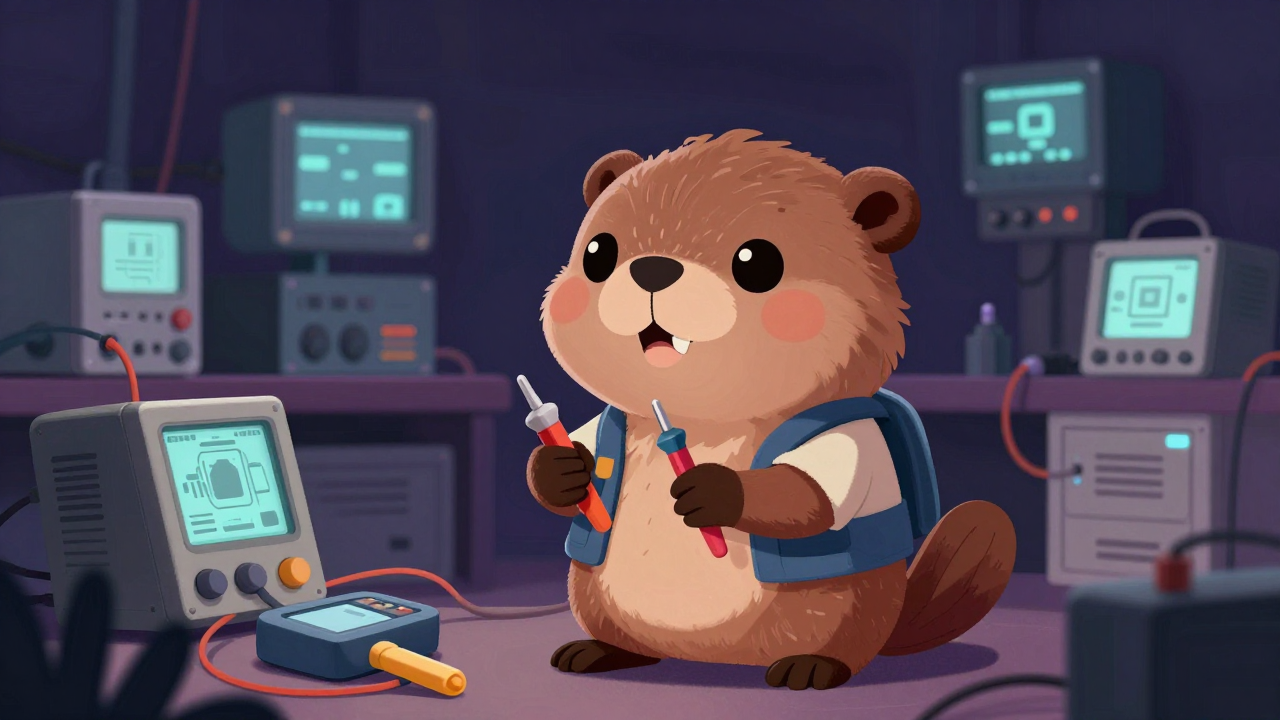 통신설비수리원 직업 종사자가 업무를 수행하는 모습