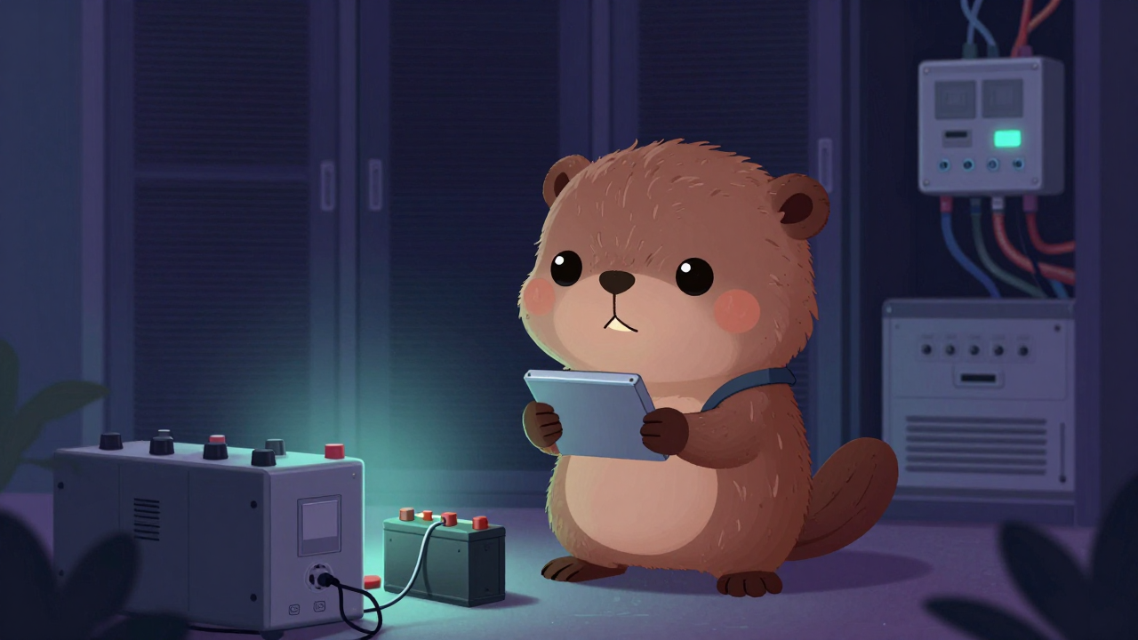 통신전원유지보수원 직업 종사자가 업무를 수행하는 모습