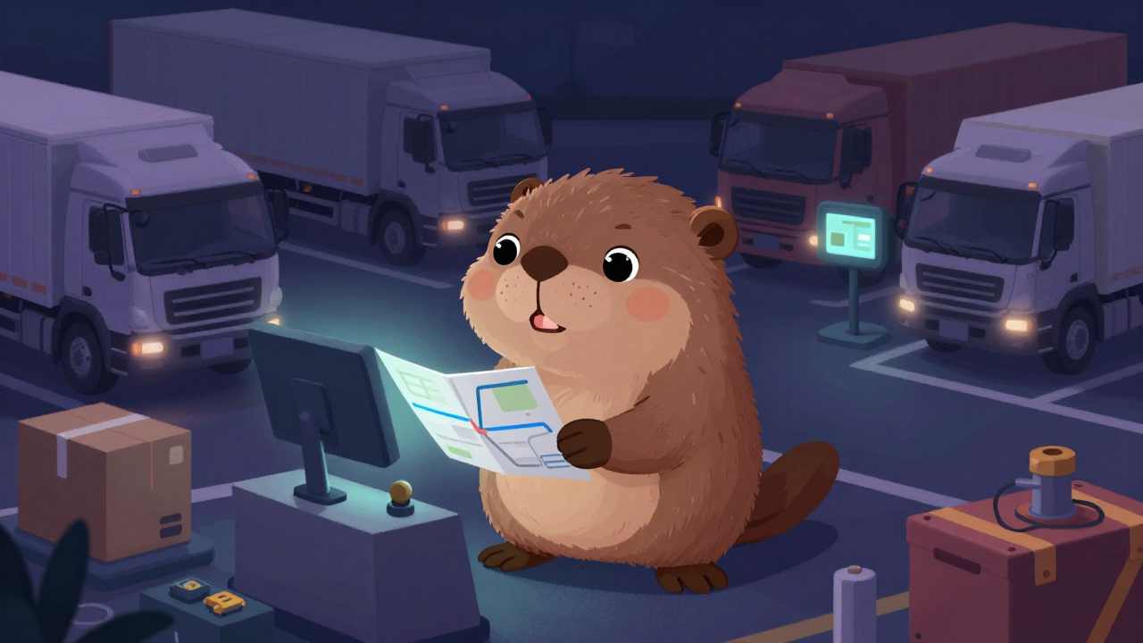 트럭운전기사 직업 종사자가 업무를 수행하는 모습