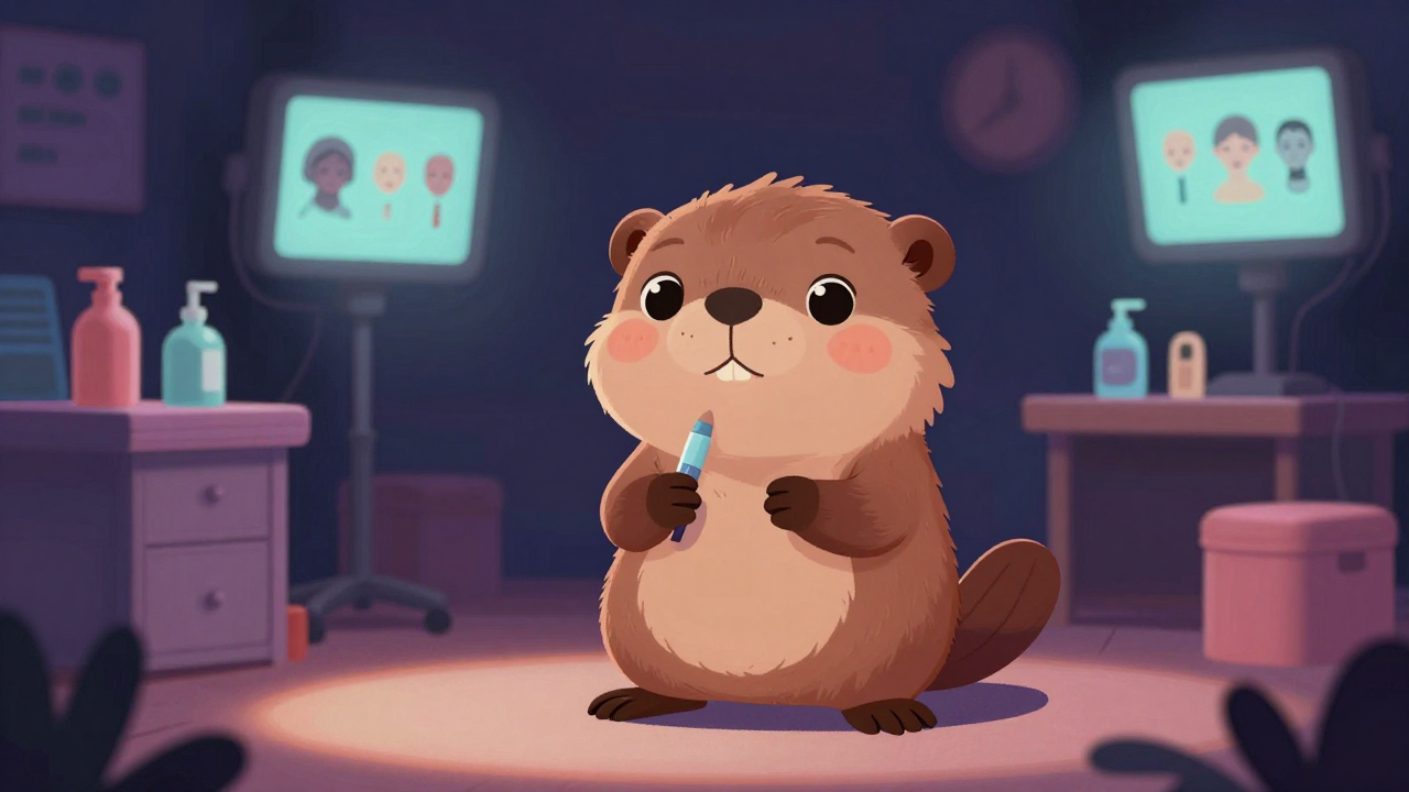 특수분장사 직업 종사자가 업무를 수행하는 모습