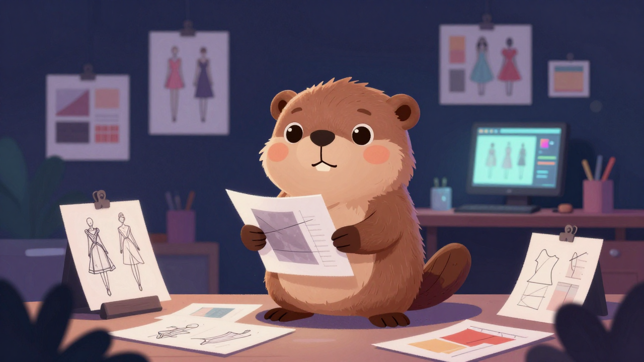 패션디자이너 직업 종사자가 업무를 수행하는 모습