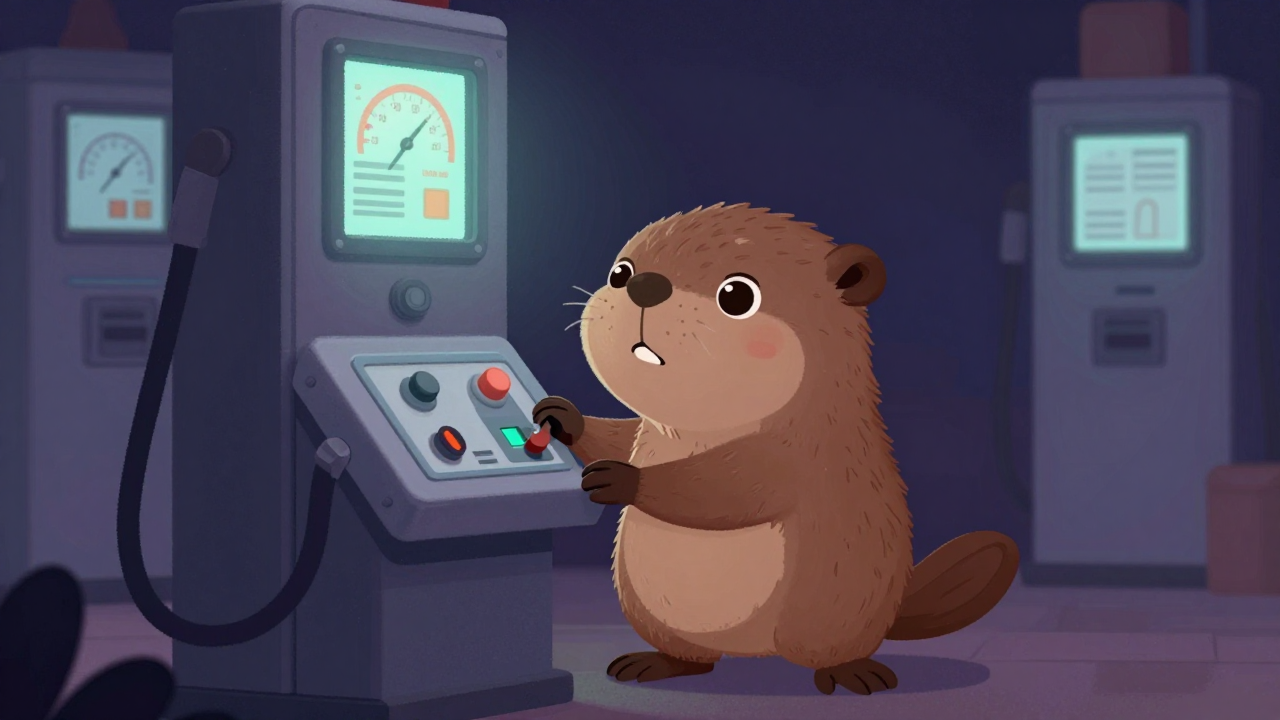 펌프조작원 직업 종사자가 업무를 수행하는 모습