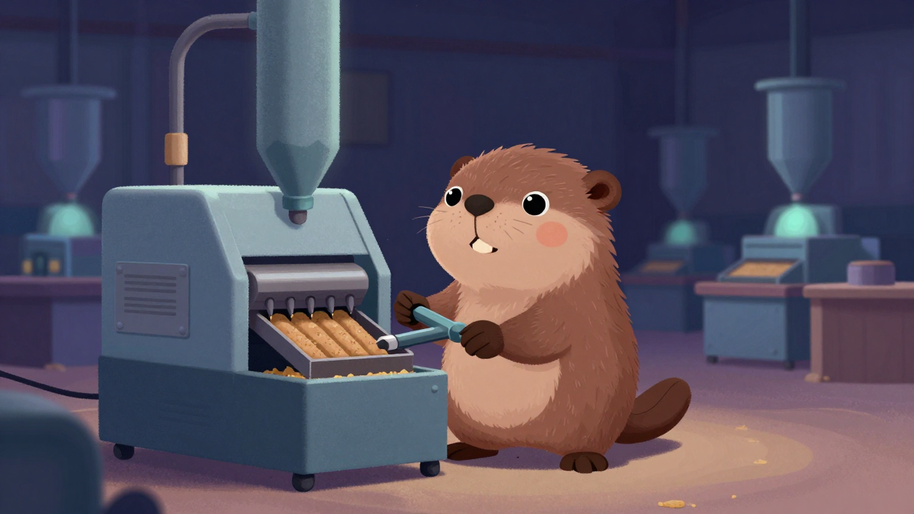 펠릿사료성형기조작원 직업 종사자가 업무를 수행하는 모습