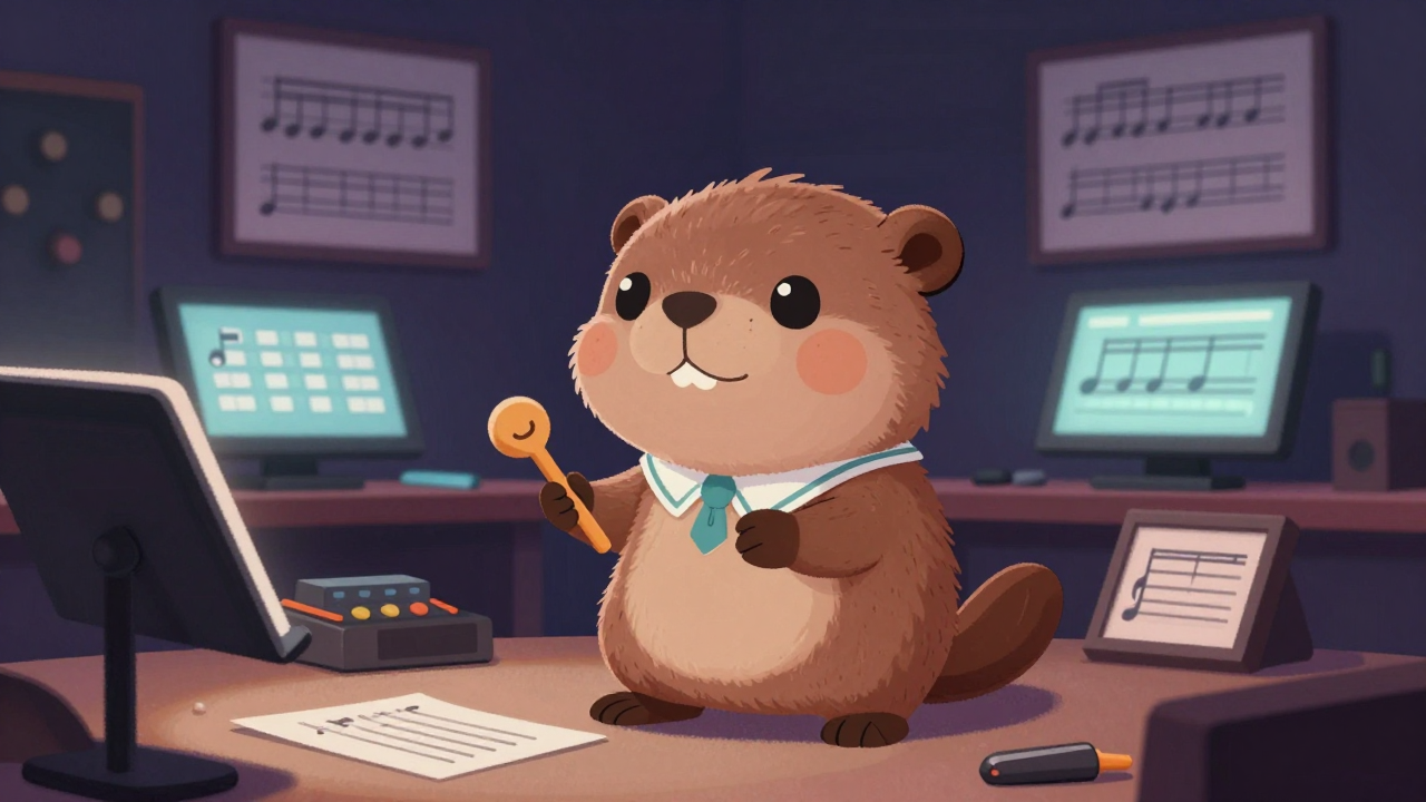 편곡가 직업 종사자가 업무를 수행하는 모습