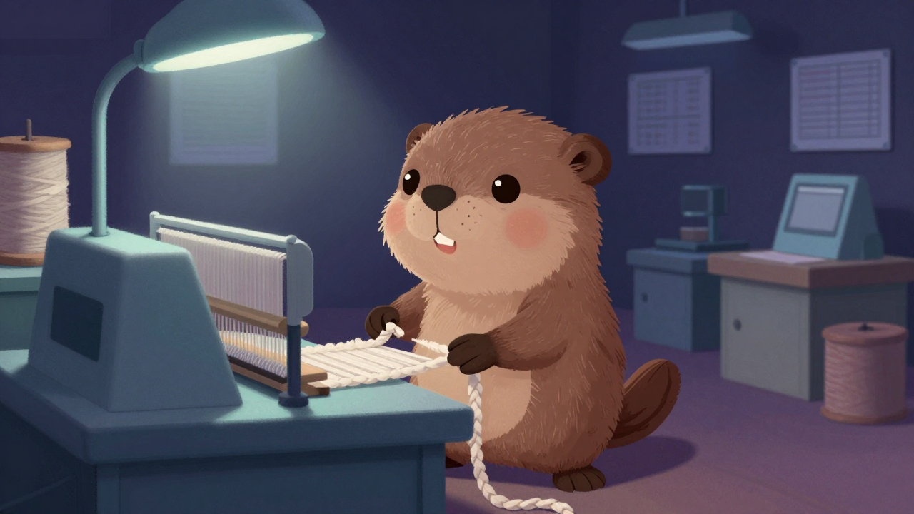 편조물제조관리자 직업 종사자가 업무를 수행하는 모습