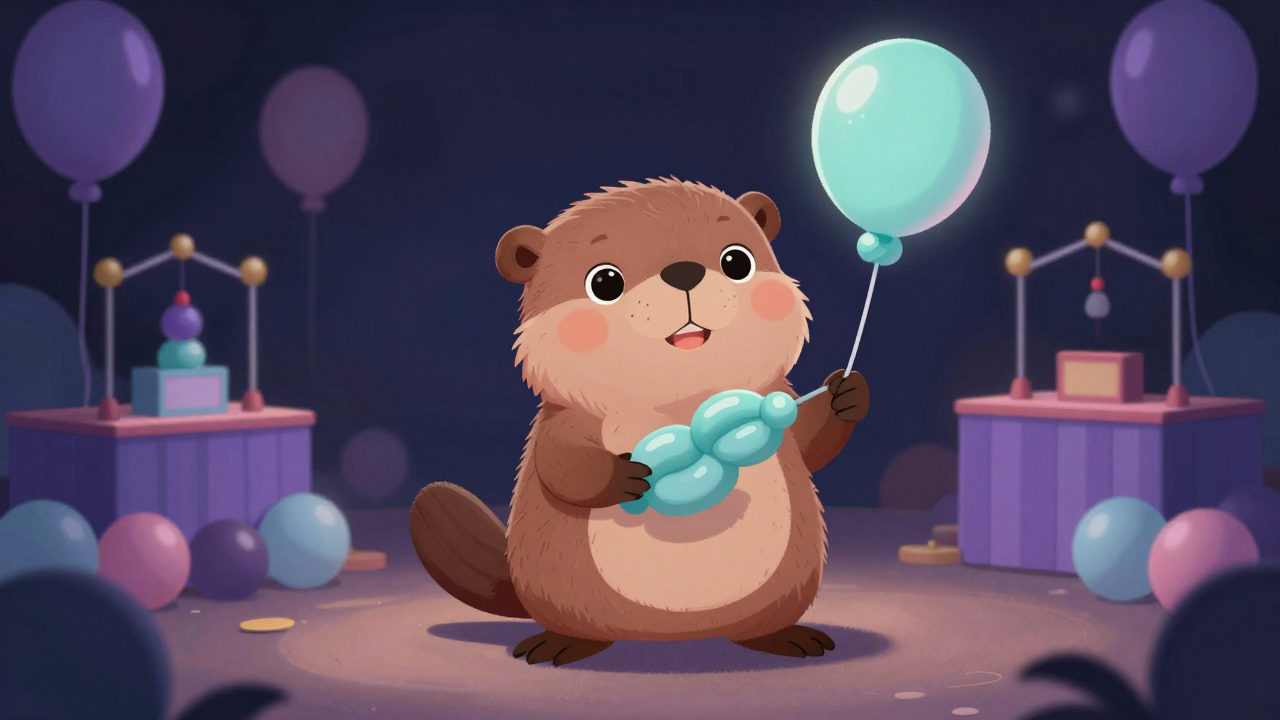 풍선아티스트 직업 종사자가 업무를 수행하는 모습