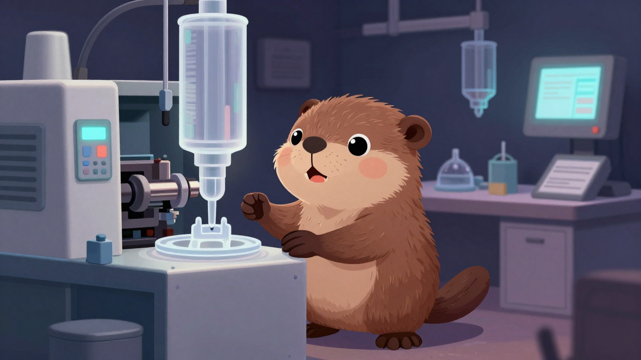 플라스틱제품생산기계조작원 직업 종사자가 업무를 수행하는 모습