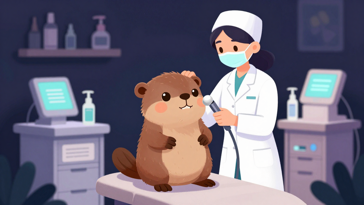 피부관리사 직업 종사자가 업무를 수행하는 모습