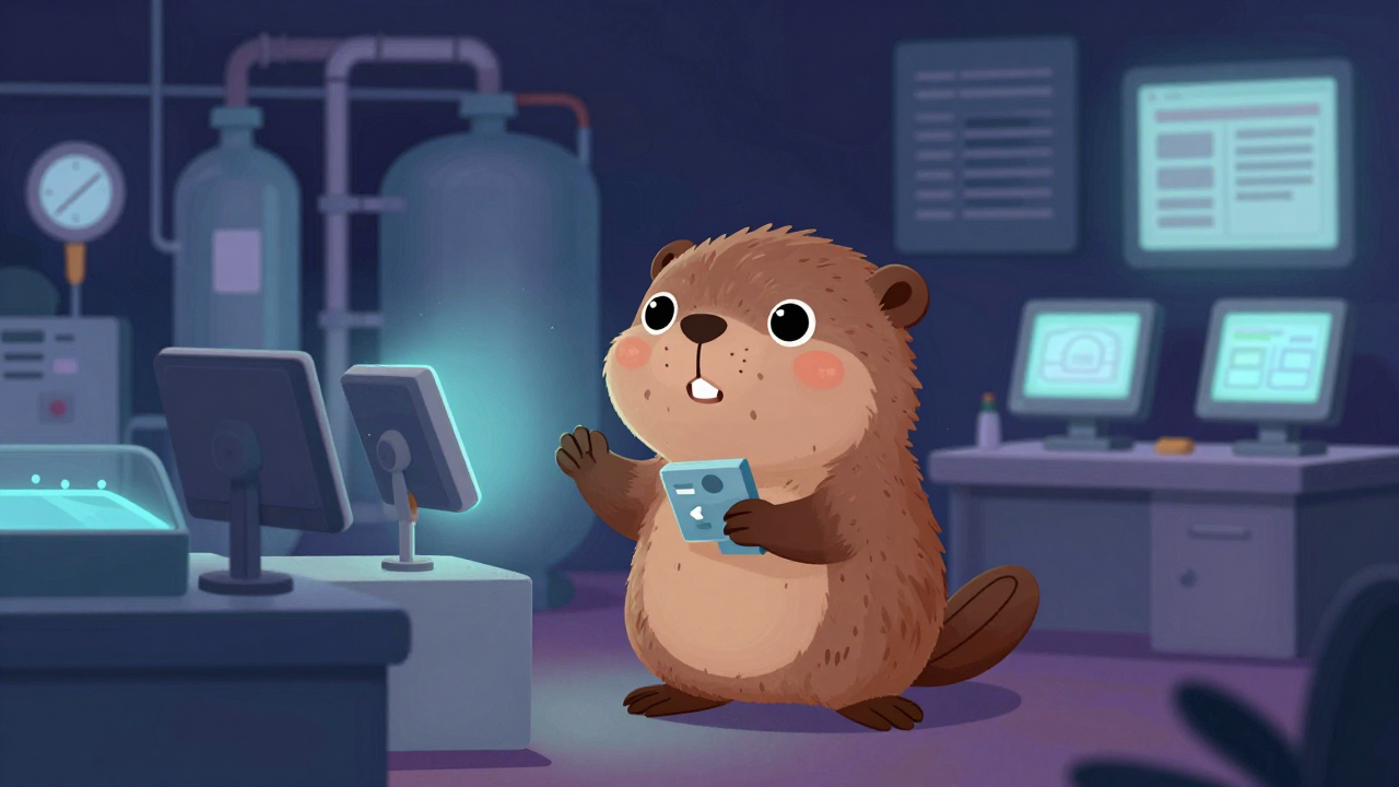 하수처리시설관리자 직업 종사자가 업무를 수행하는 모습