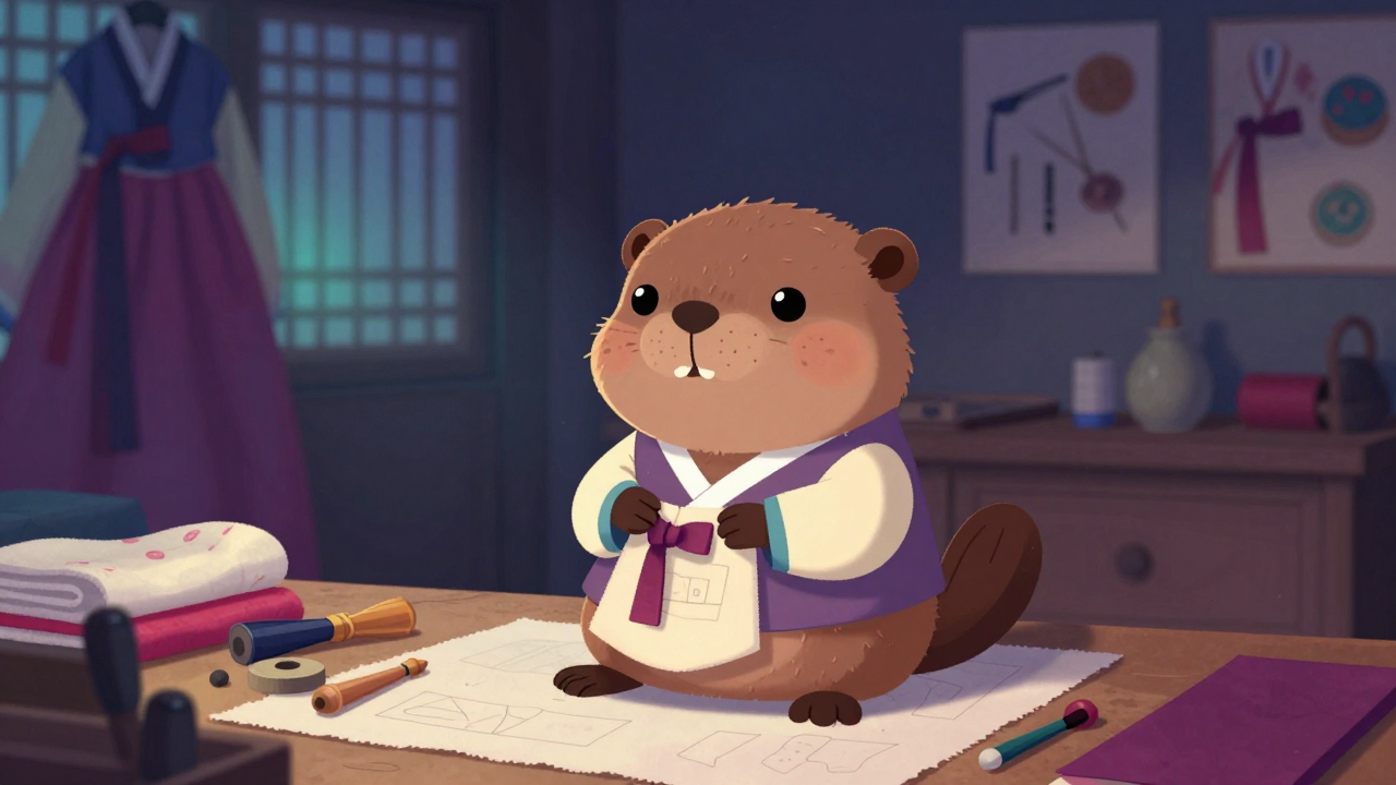 한복사 직업 종사자가 업무를 수행하는 모습