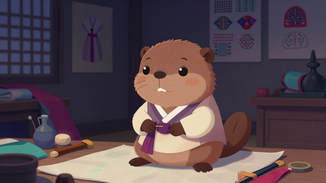 한복제조원 직업 종사자가 업무를 수행하는 모습