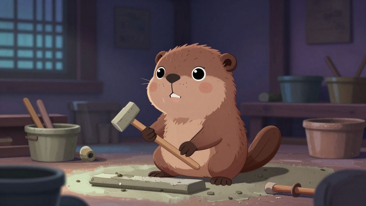 한식미장공 직업 종사자가 업무를 수행하는 모습