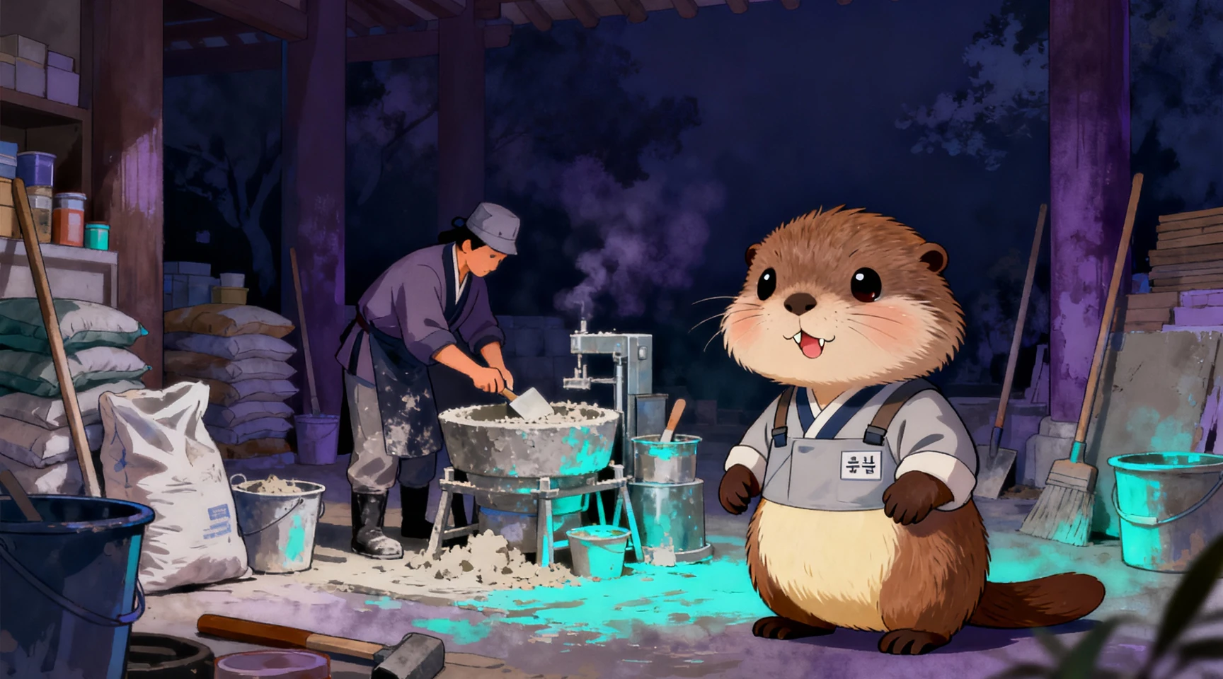 한식미장공조공 직업 종사자가 업무를 수행하는 모습