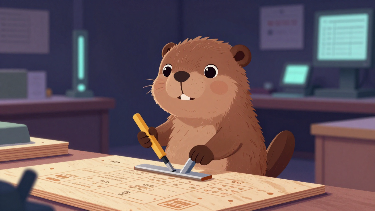 합판등급원 직업 종사자가 업무를 수행하는 모습