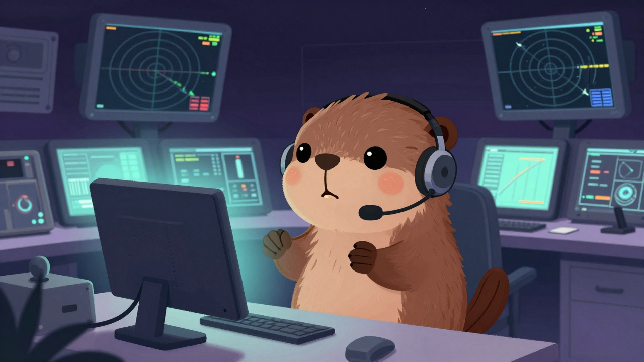 항공교통관제사 직업 종사자가 업무를 수행하는 모습