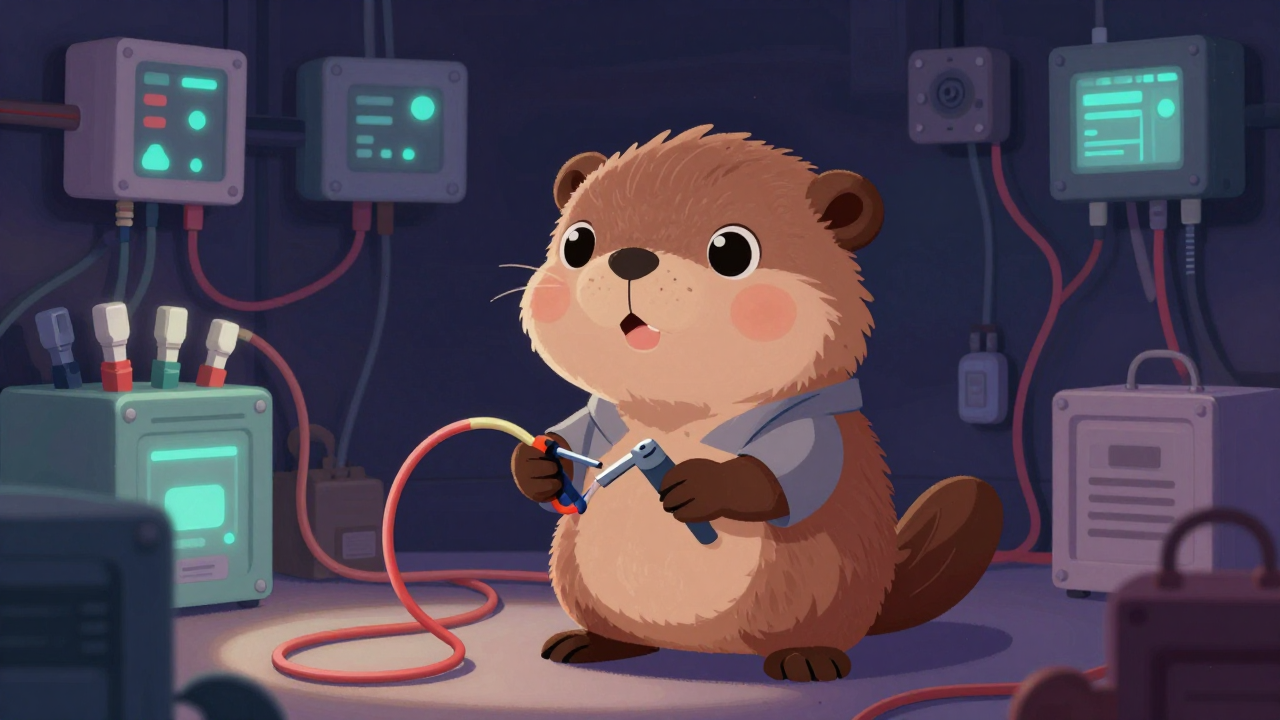 항공기배선원 직업 종사자가 업무를 수행하는 모습