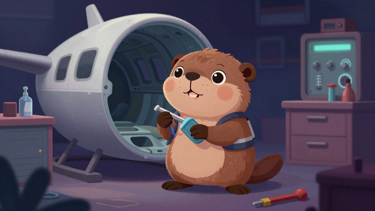 항공기보기정비사 직업 종사자가 업무를 수행하는 모습