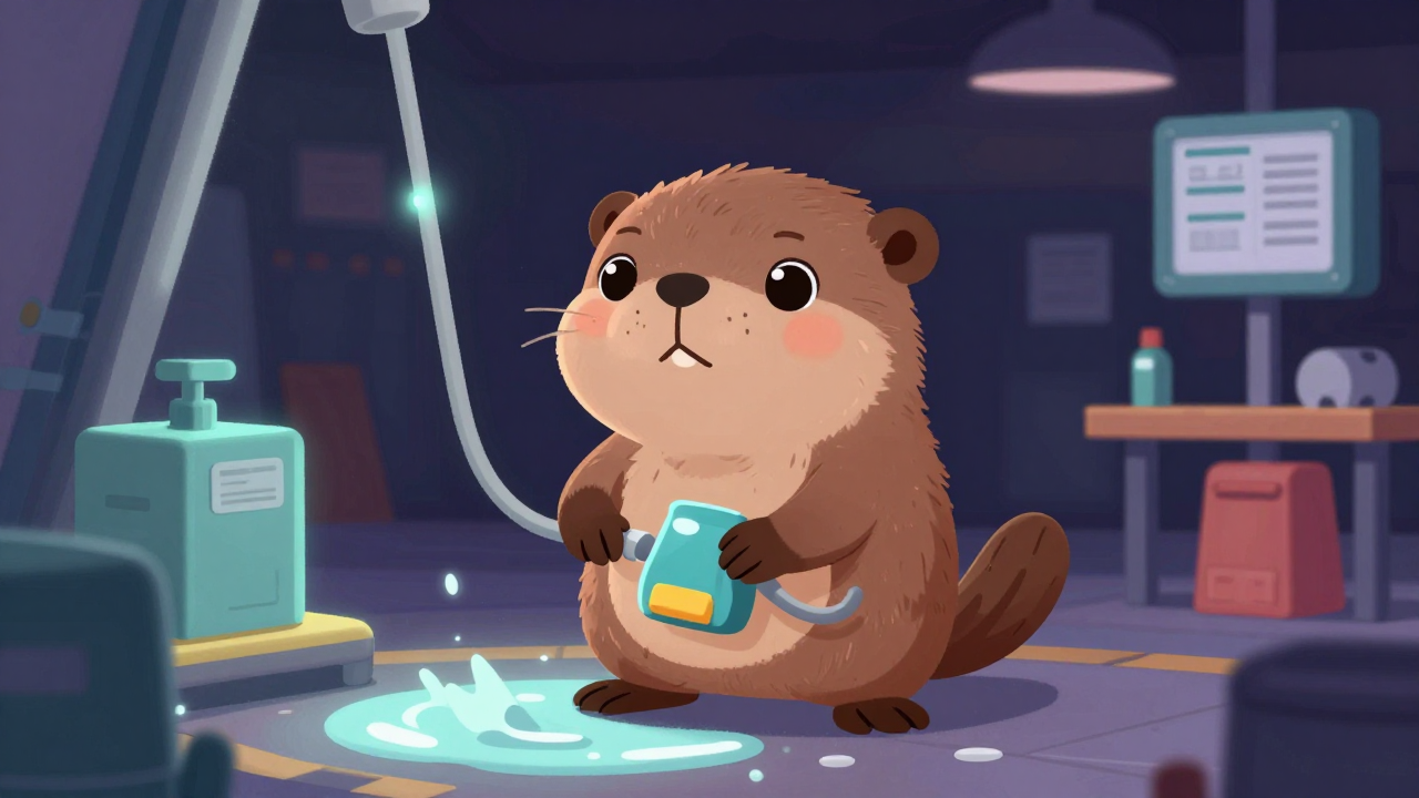 항공기세척원 직업 종사자가 업무를 수행하는 모습