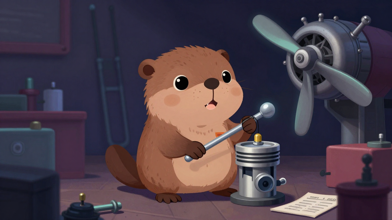 항공기왕복엔진정비사 직업 종사자가 업무를 수행하는 모습