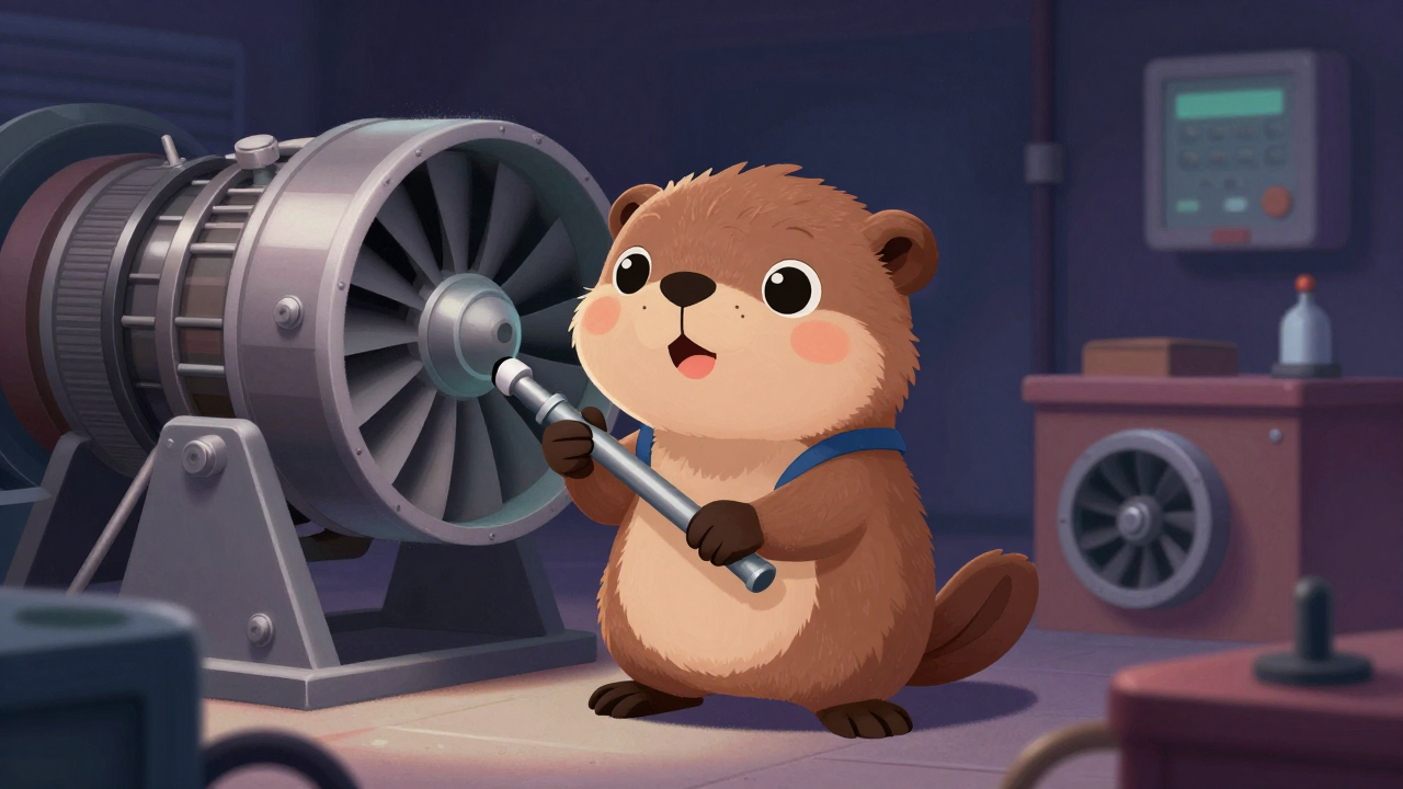 항공기제트엔진정비사 직업 종사자가 업무를 수행하는 모습