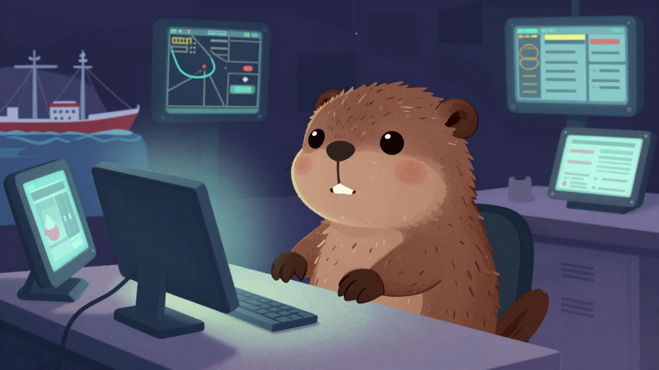 항만통제관 직업 종사자가 업무를 수행하는 모습