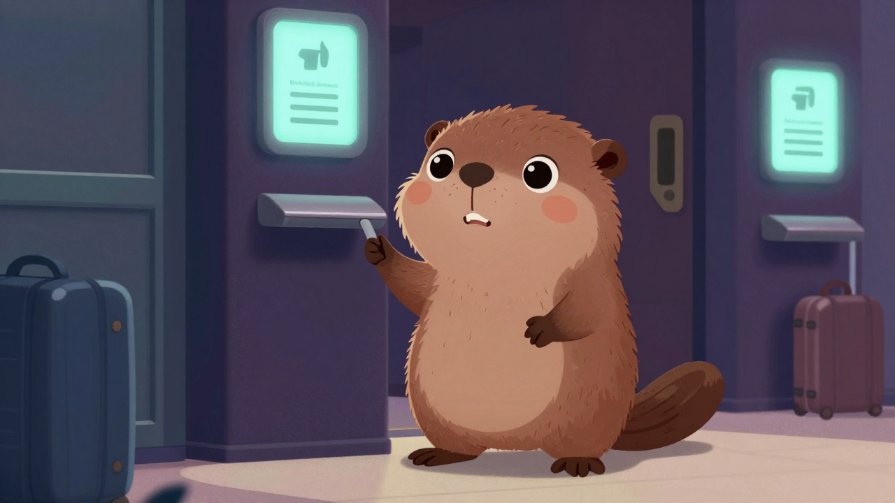 호텔도어맨 직업 종사자가 업무를 수행하는 모습