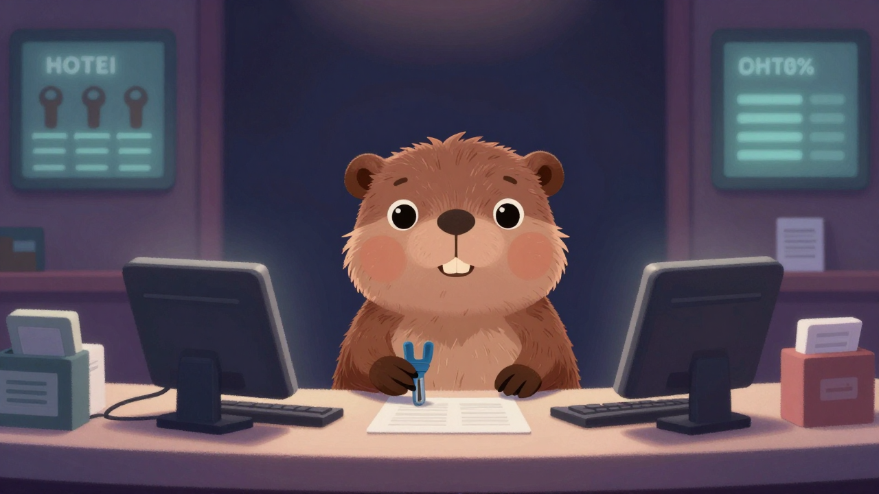 호텔프런트사무원 직업 종사자가 업무를 수행하는 모습