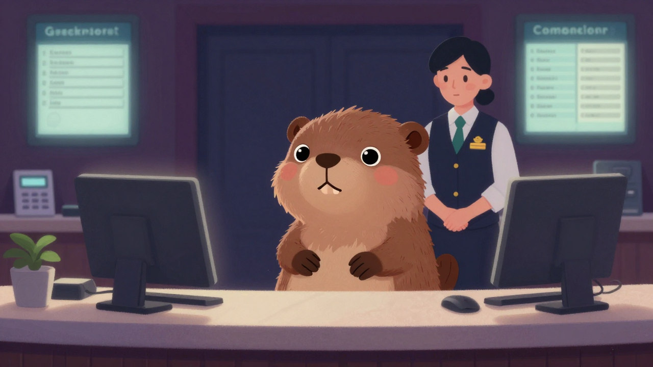 호텔현관지배인 직업 종사자가 업무를 수행하는 모습