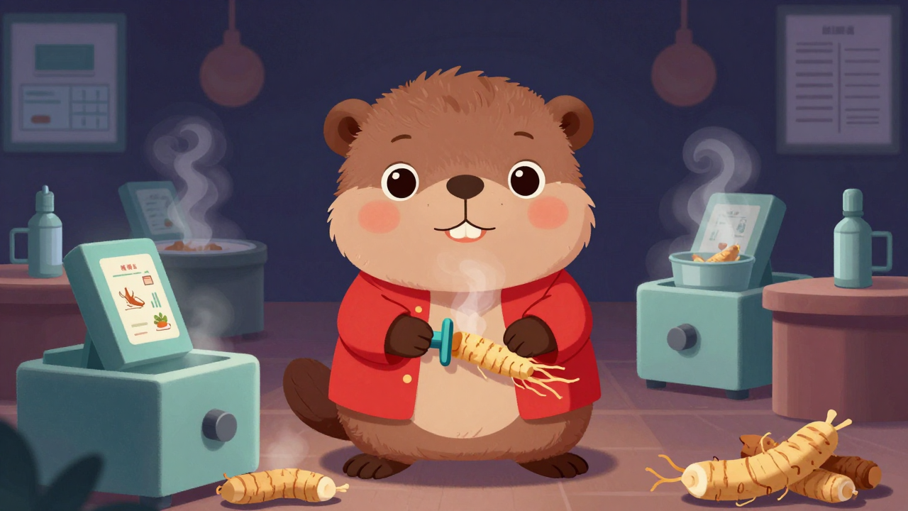 홍삼제조원 직업 종사자가 업무를 수행하는 모습