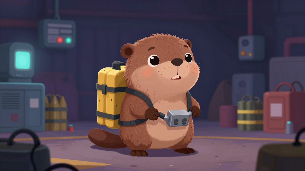 화약운반원 직업 종사자가 업무를 수행하는 모습