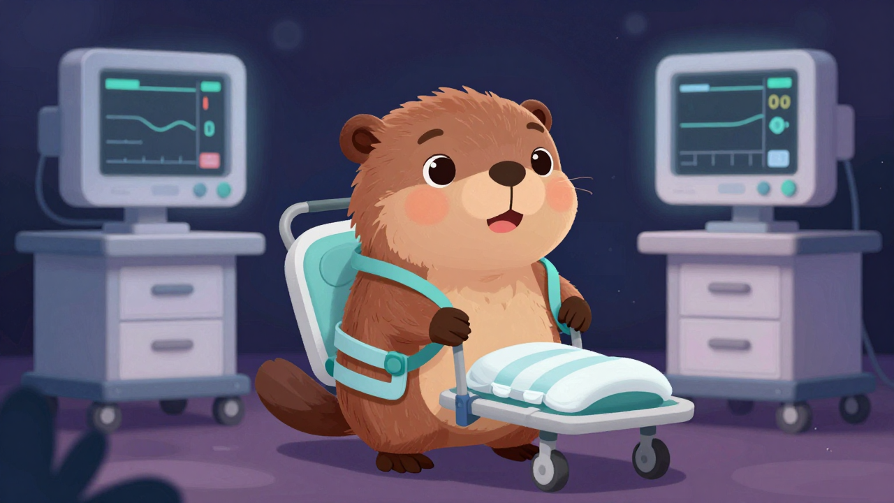 환자이송원 직업 종사자가 업무를 수행하는 모습