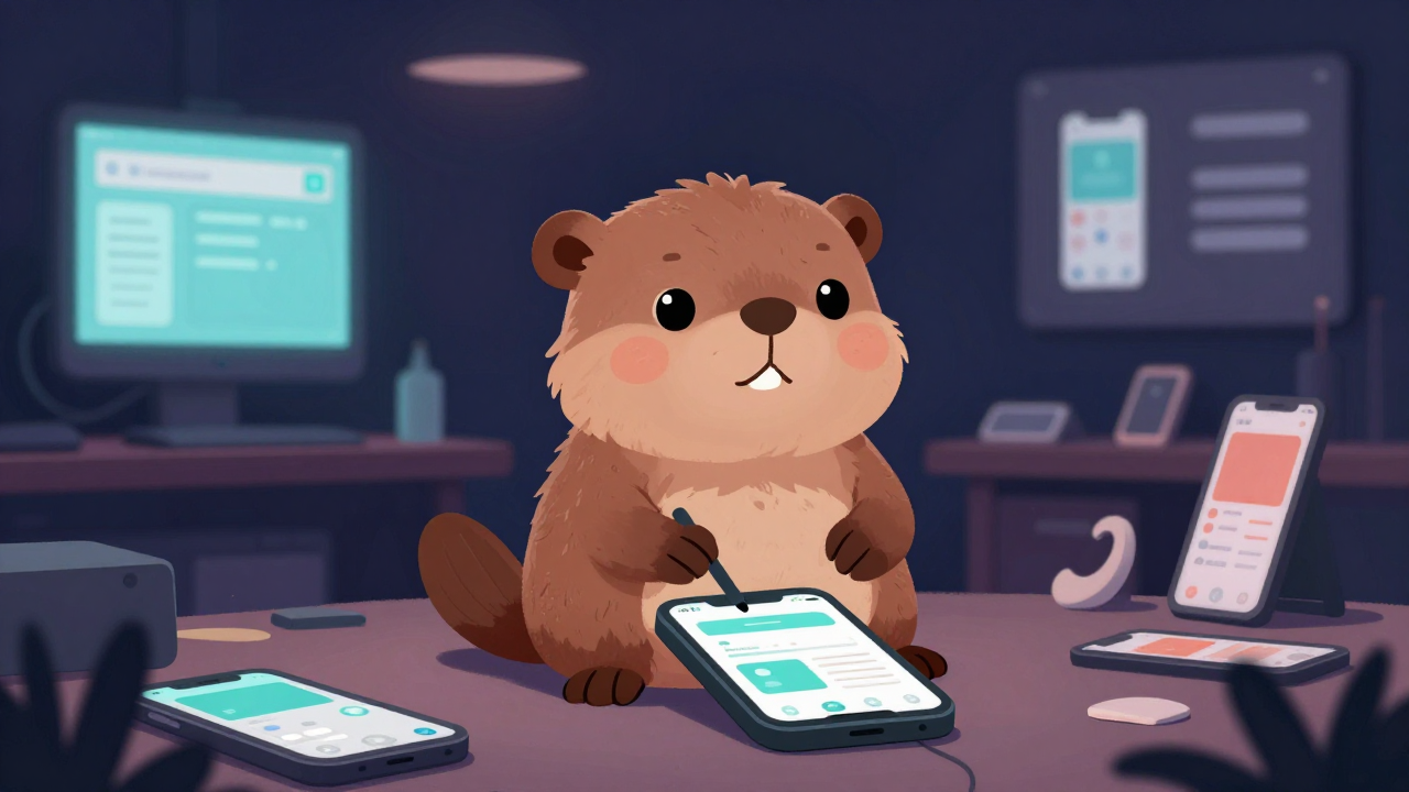 휴대폰디자이너 직업 종사자가 업무를 수행하는 모습